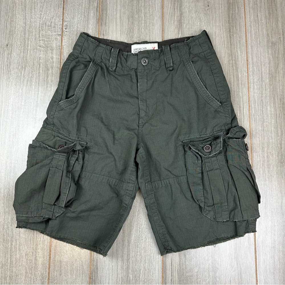 American Eagle Cargo Shorts 28 Classic Length Military Ripstop Green 2011 NEW